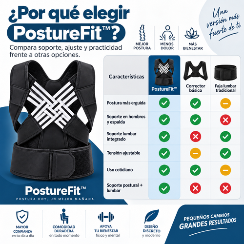 PostureFit™ – Corrector de Postura con Soporte Lumbar